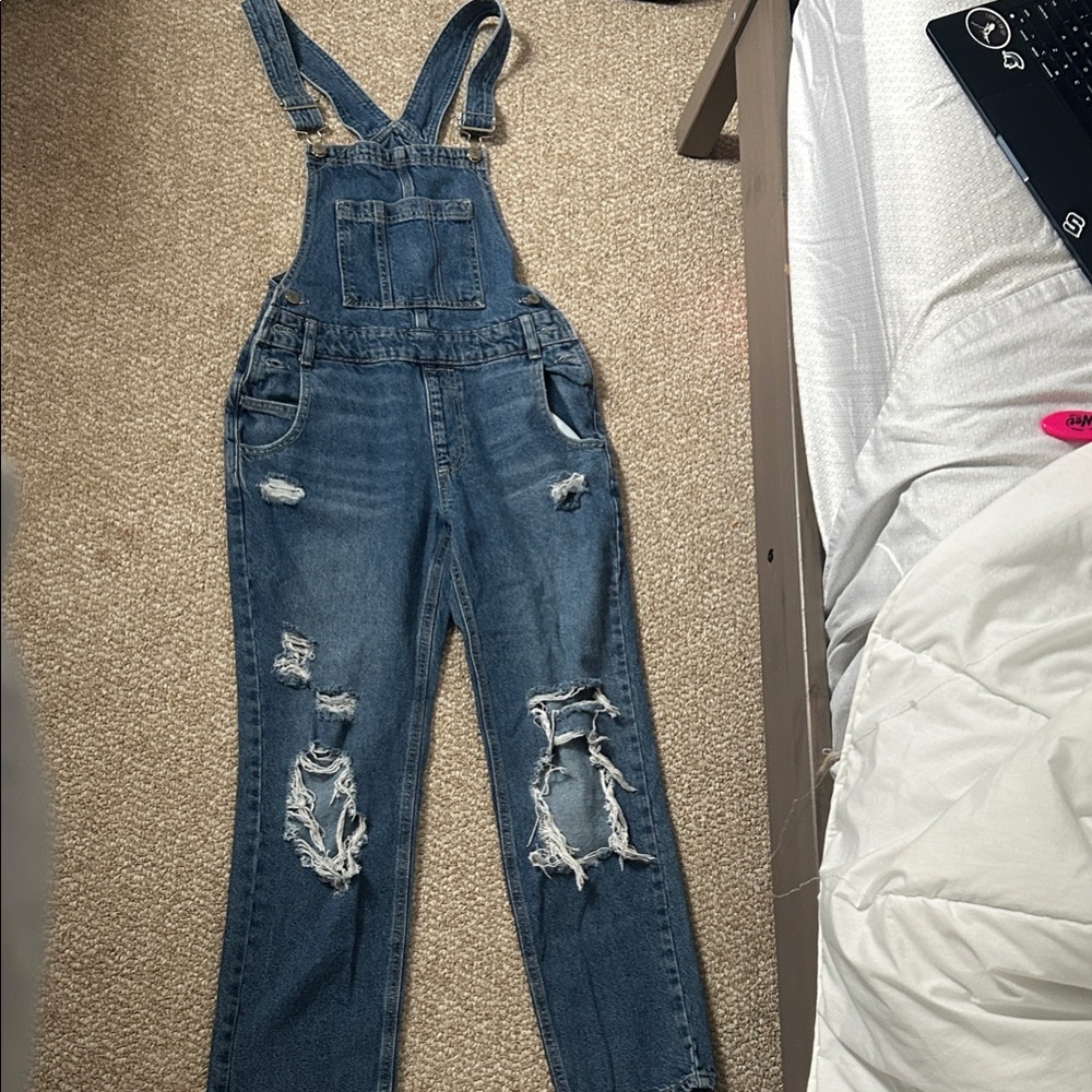 Arizona Jean Company Blue Distressed Overalls